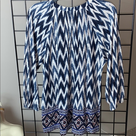 LUCKY BRAND 3/4 Sleeve Blue Print Top, L - Picture 4 of 6